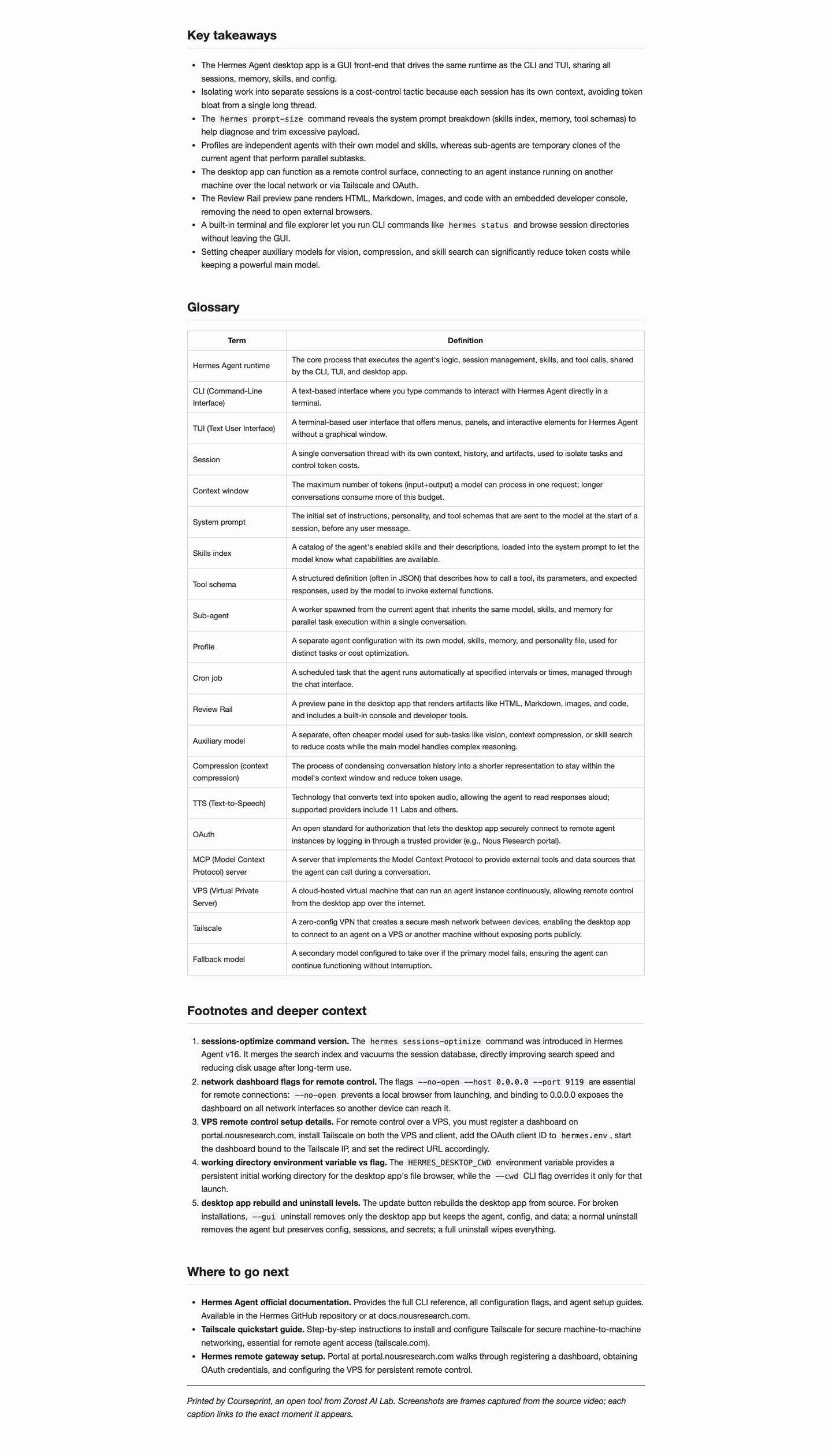 The back matter of a printed document showing check-your-understanding questions, key takeaways, and a glossary