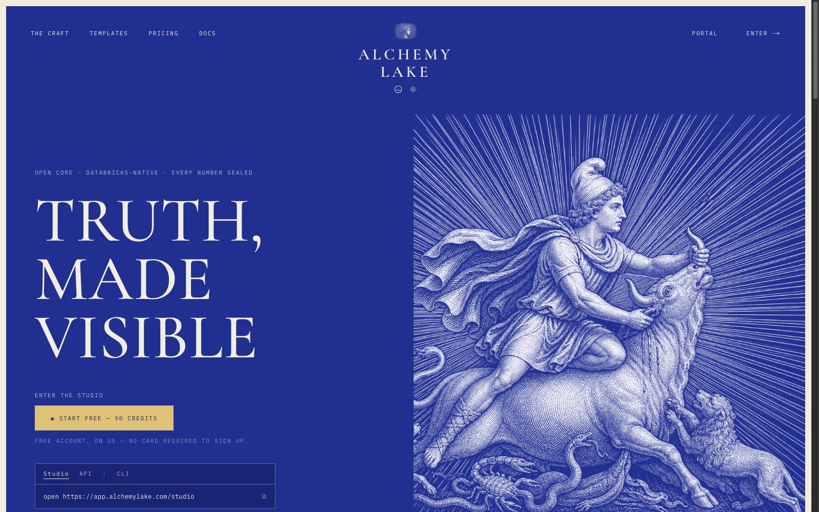 AlchemyLake: truth made visible, open core, Databricks-native, every number sealed